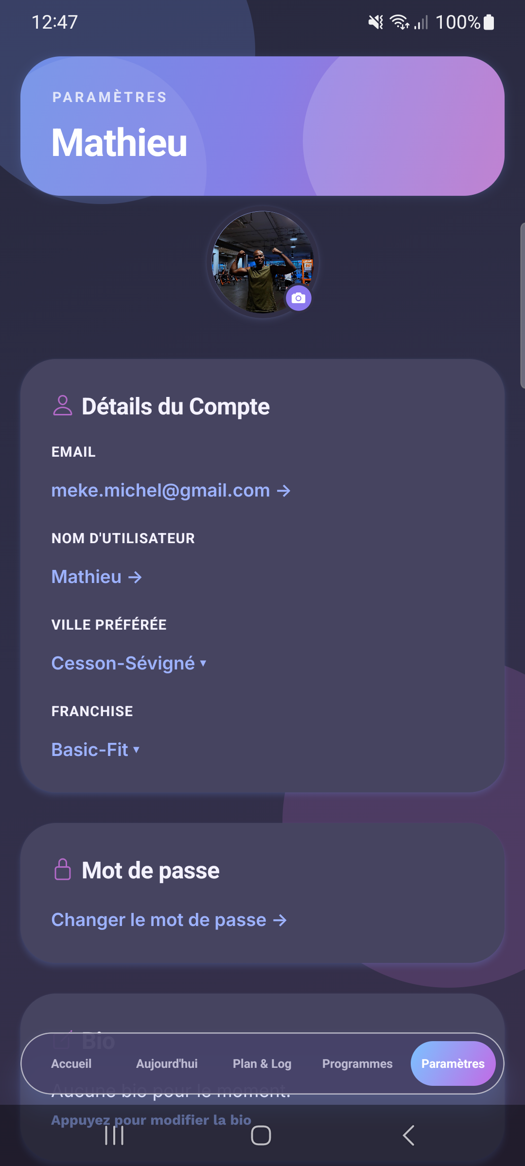 Paramètres & compte